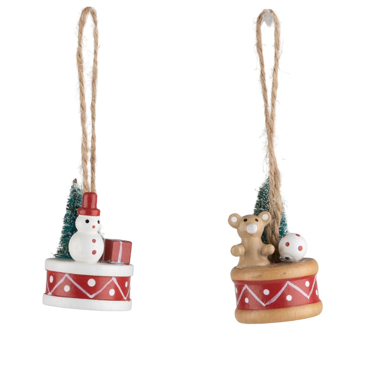 Wood Christmas Drum Ornament