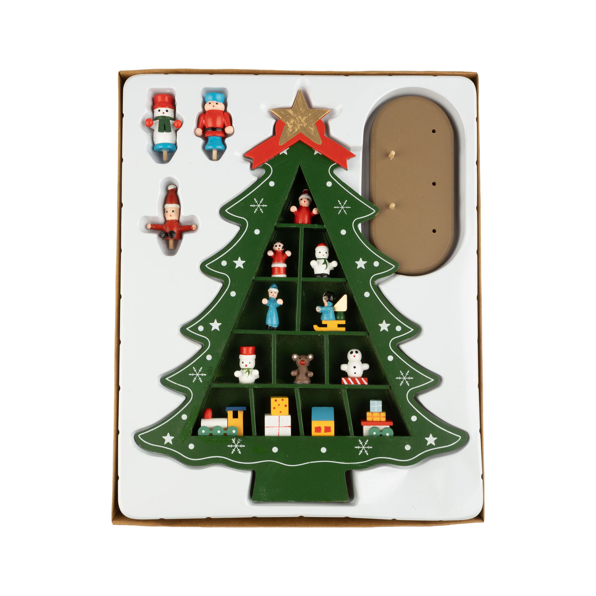 Wood Christmas Green Tree Cubby w/ Mini Characters