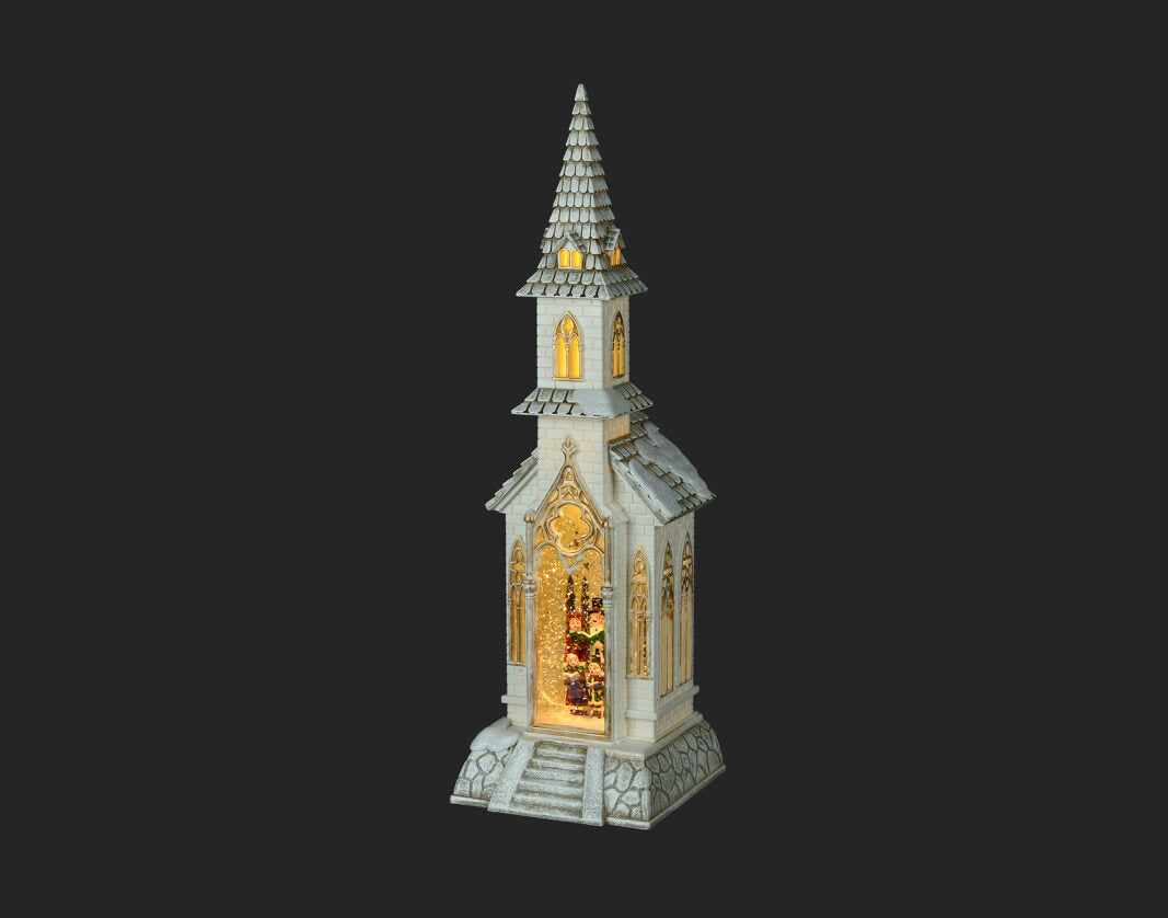Church Water Globe w/ Carolers LED
