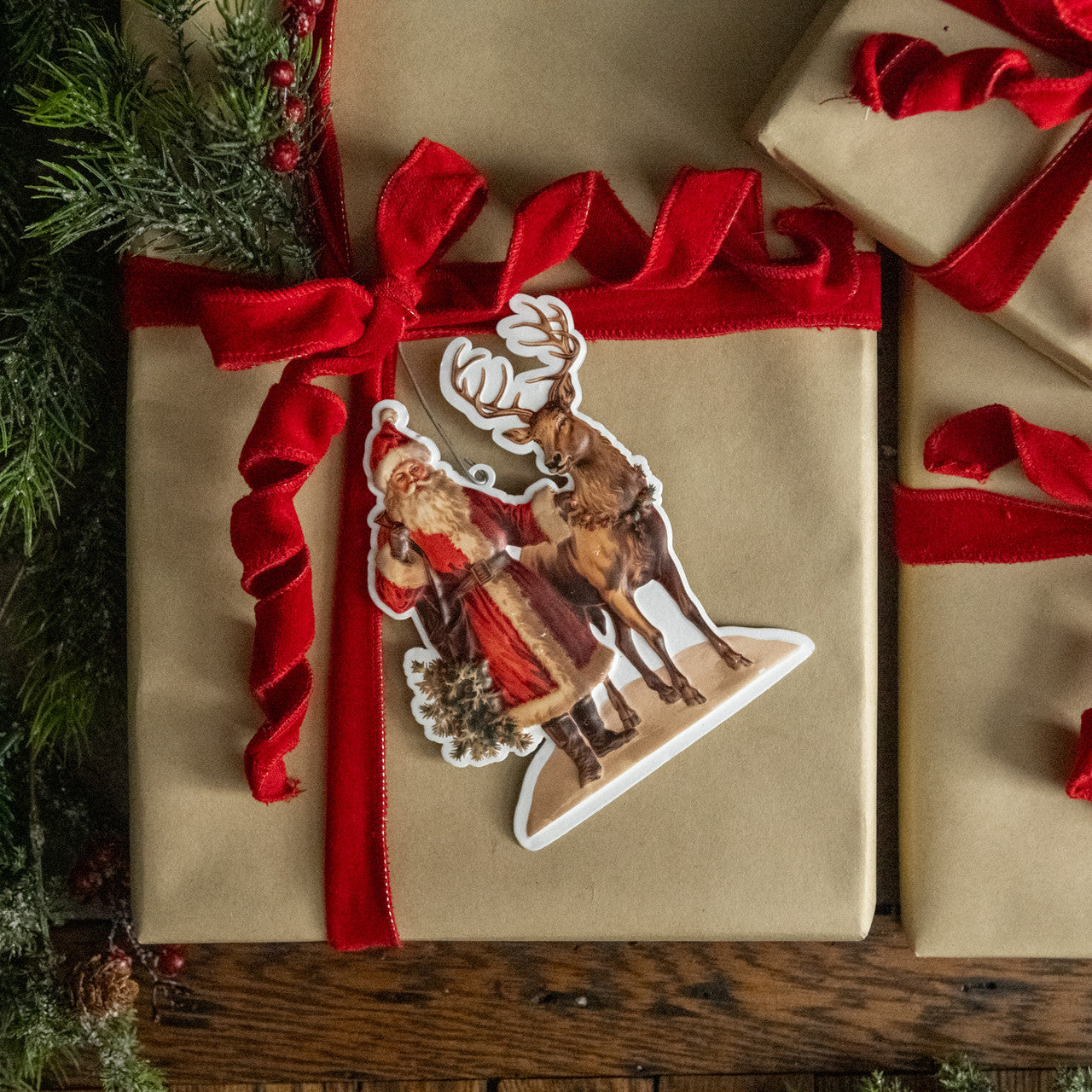 Santa w/Reindeer Ornament