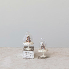 Cloche Gingerbread House Ornament