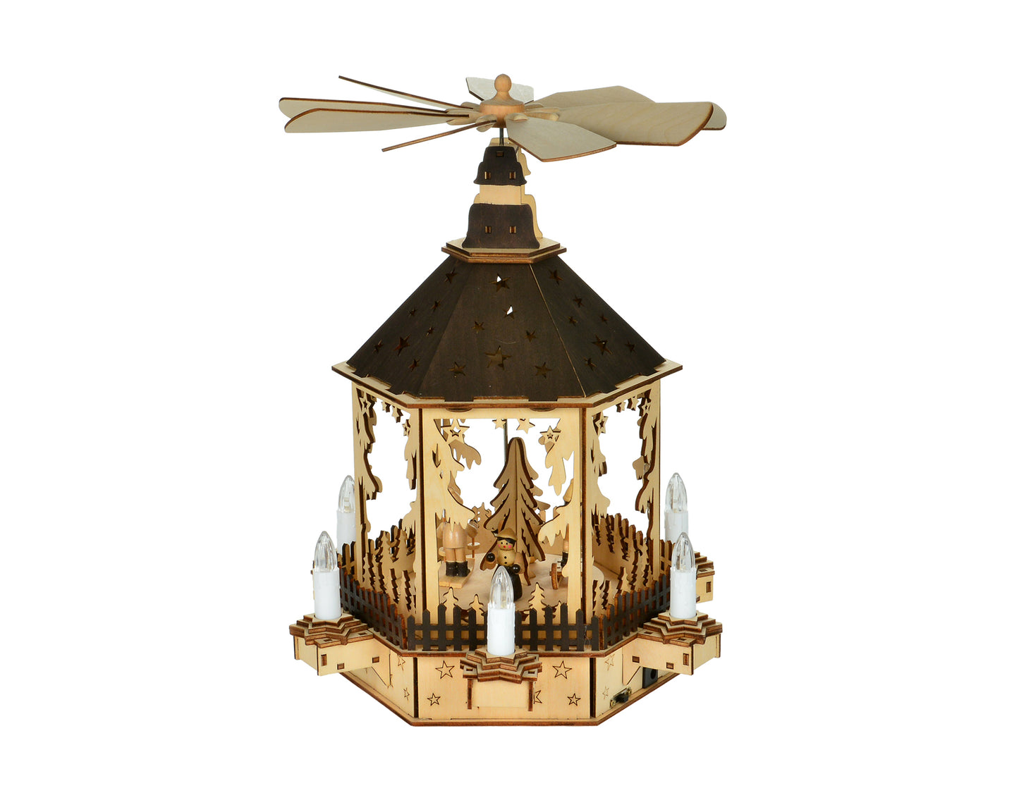 LED Candle Pyramid w/Blk Roof