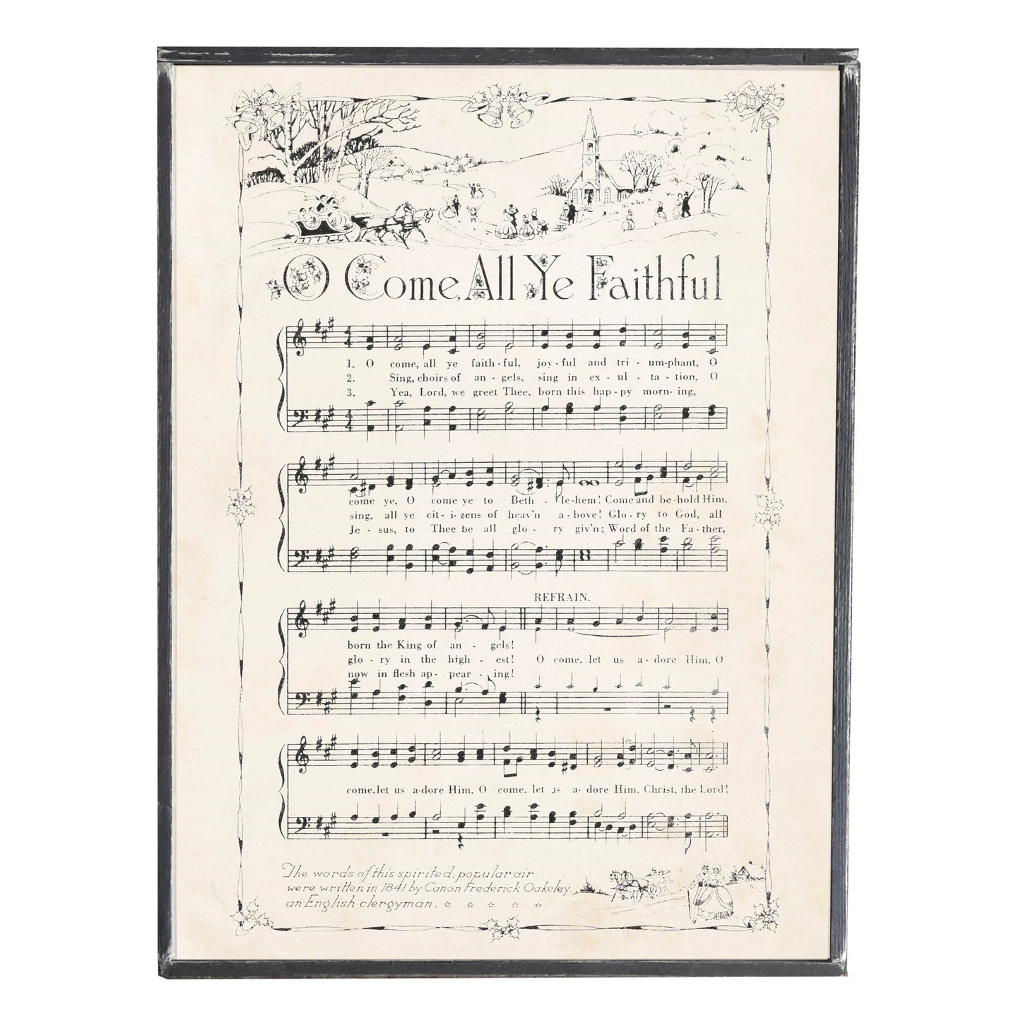 Oh Come All Ye Faithful Vintage Style Framed Print