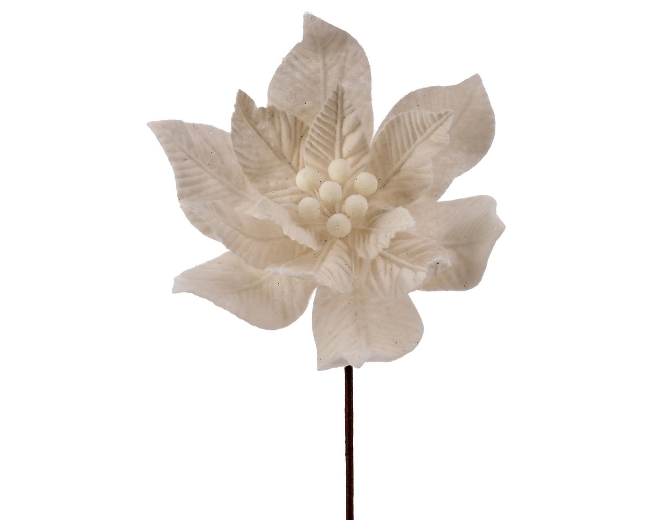 24" Felt Poinsettia Stem - Ivory