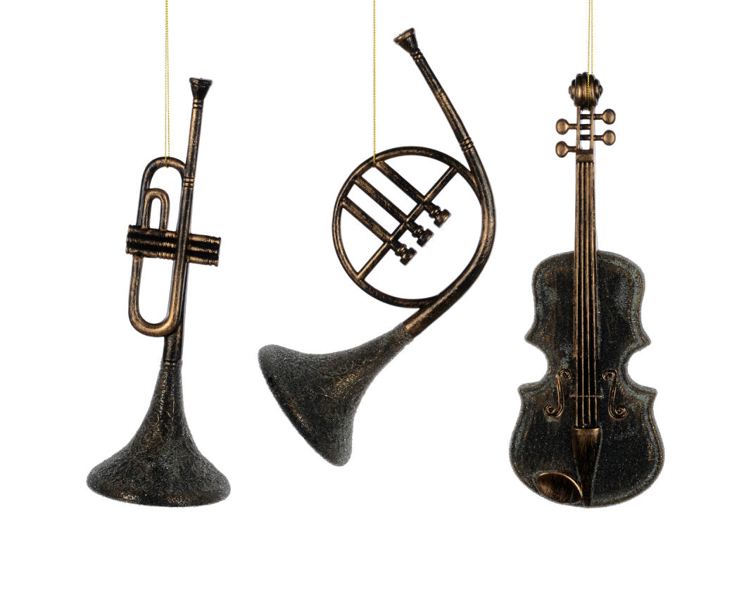 Aged Gold Musical Instrument Ornament
