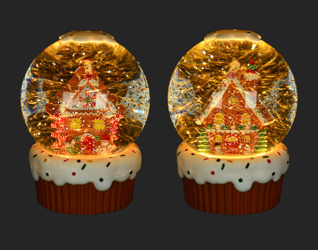 Gingerbread House Water Globe LED