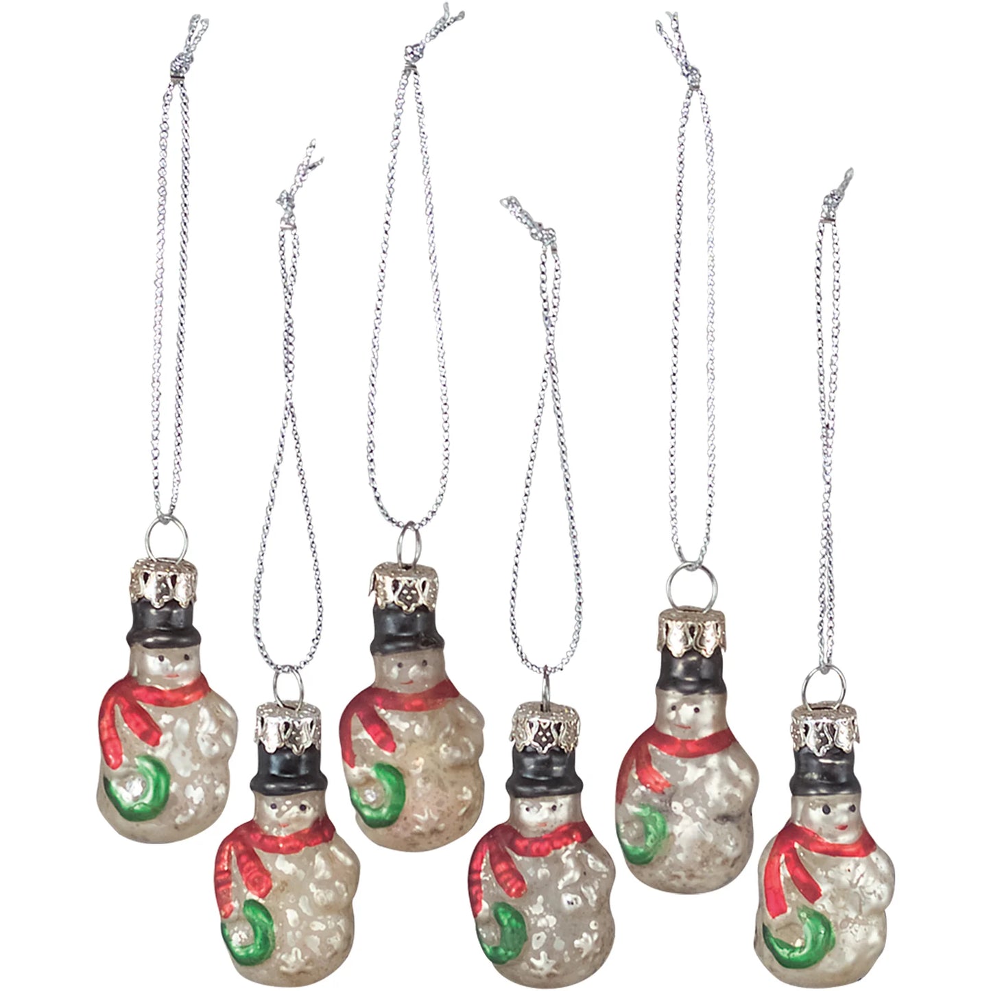 Snowmen Glass Ornament Set