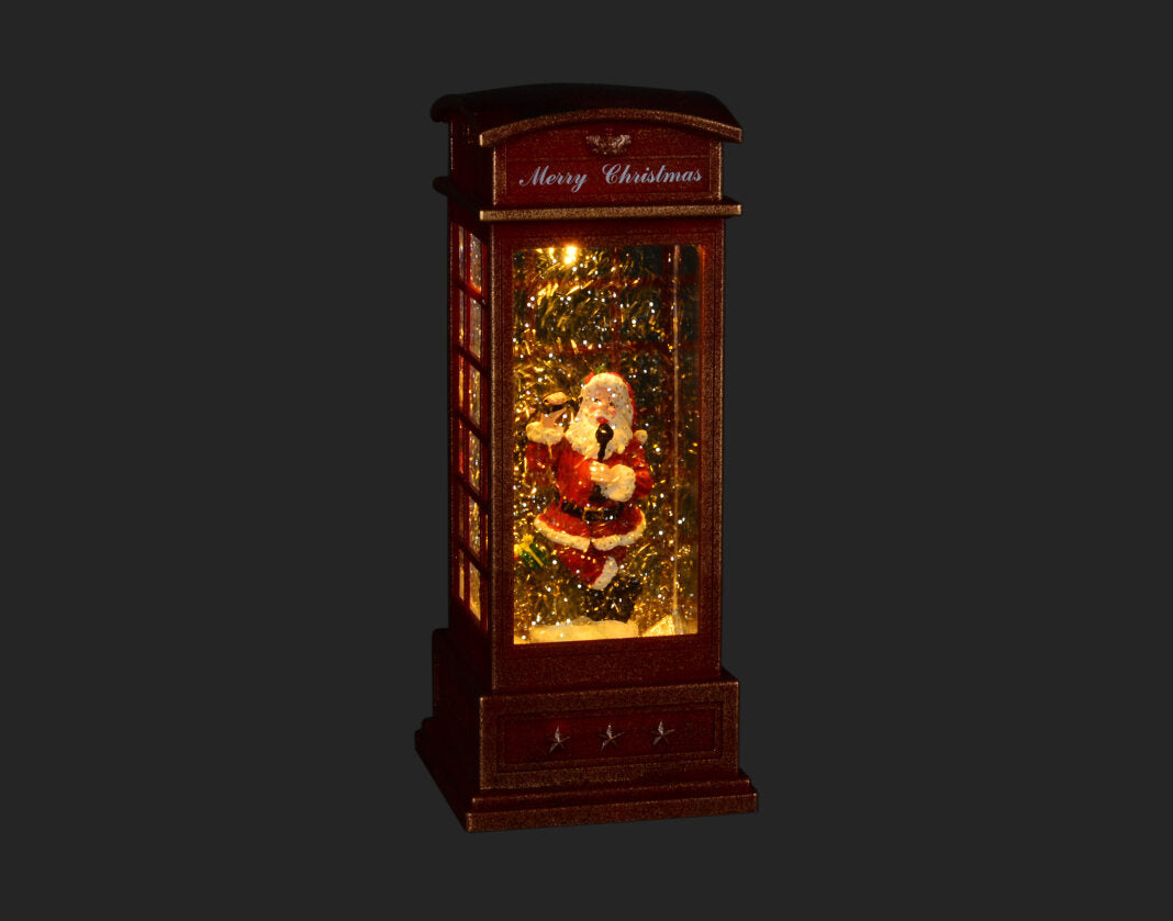 Phone Booth Santa LED Water Globe