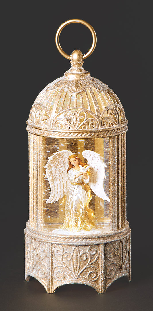 Lighted Swirl Birdcage Angel & Dove