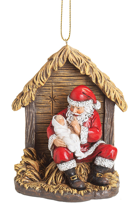 Shushing Santa Nativity Ornament