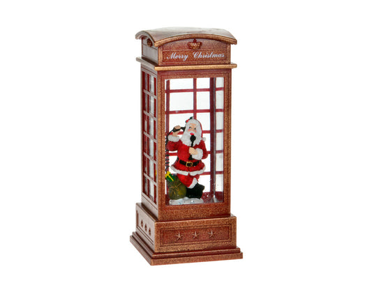 Phone Booth Santa LED Water Globe