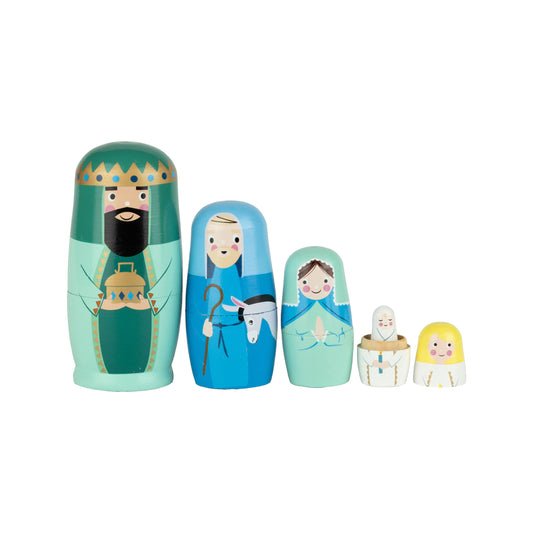 Wood Nesting Nativity Dolls