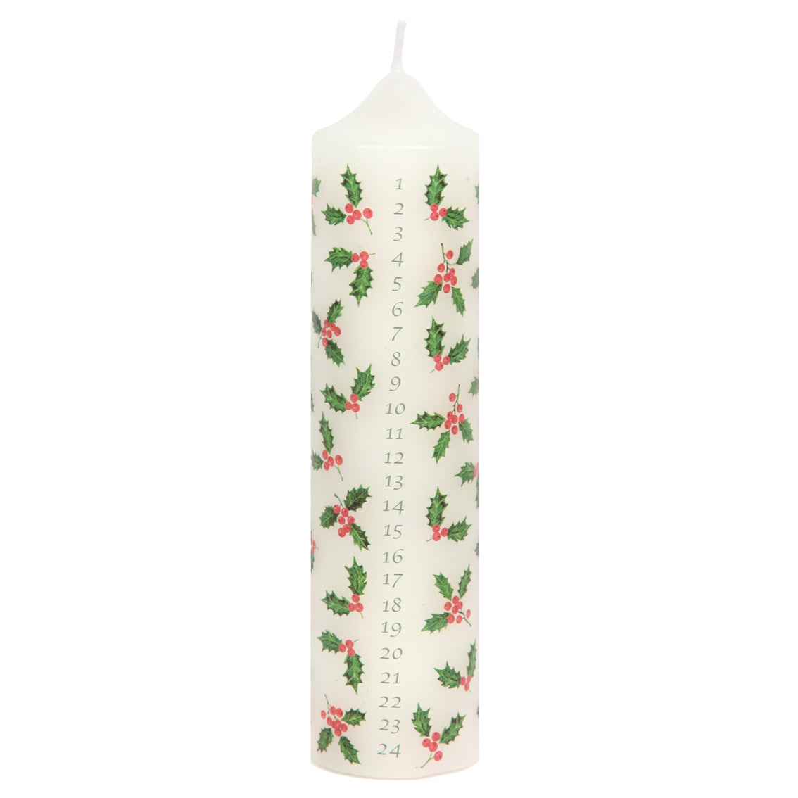 Christmas Holly Advent Pillar Candle