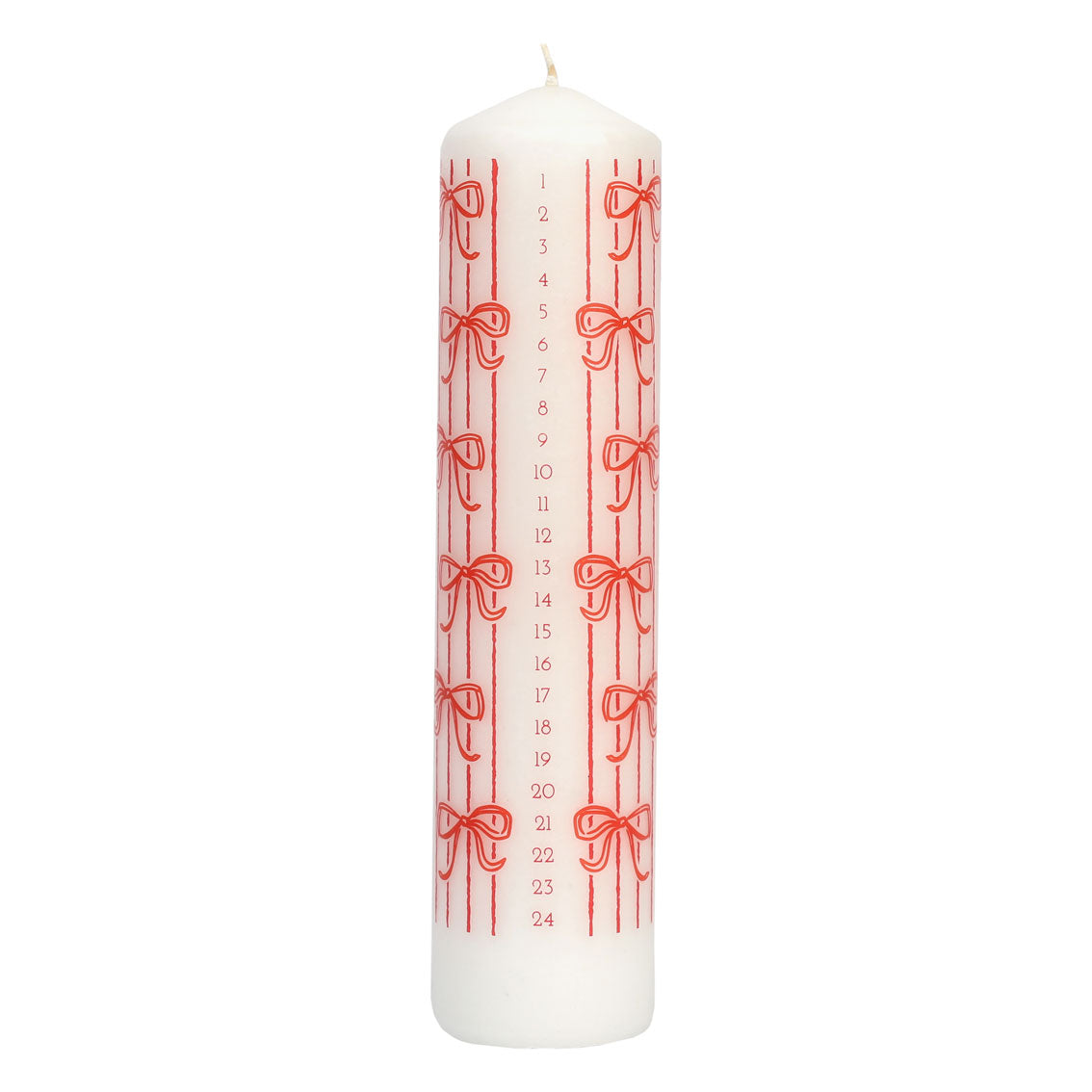Christmas Bow Advent Pillar Candle