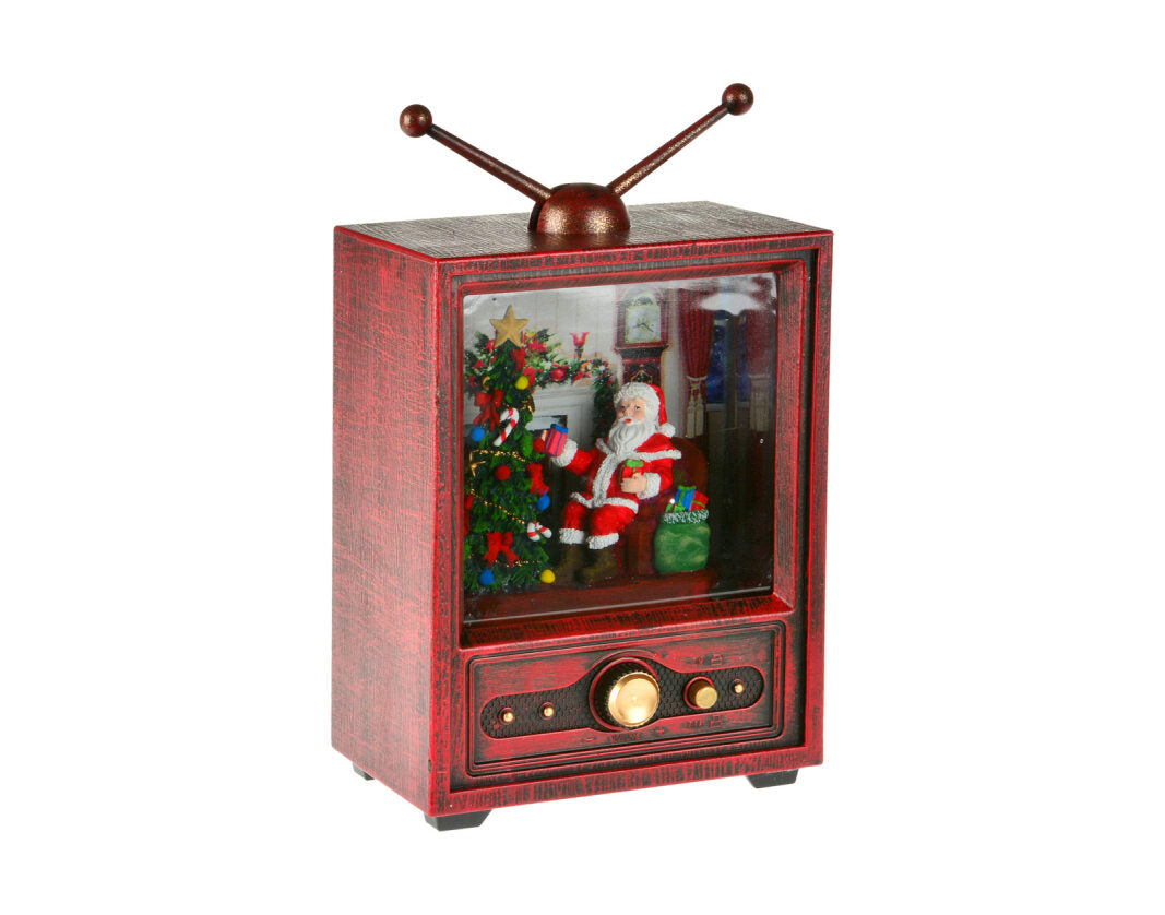 Vintage TV LED Waterglobe w/ Santa
