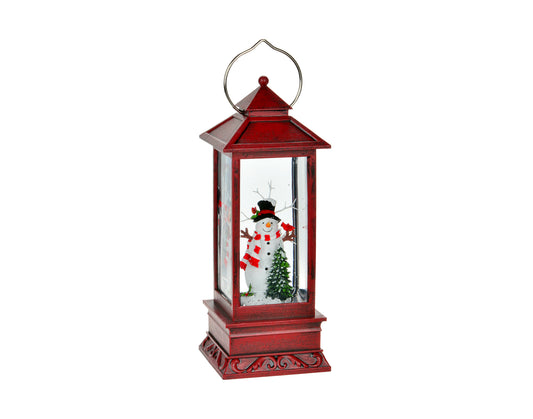 Red Snowman Lantern LED