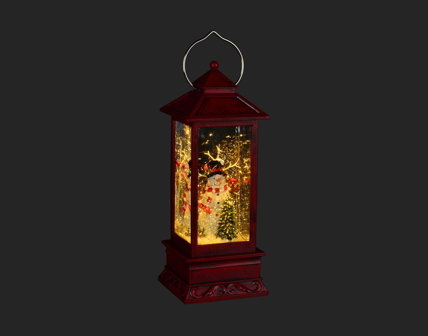 Red Snowman Lantern LED