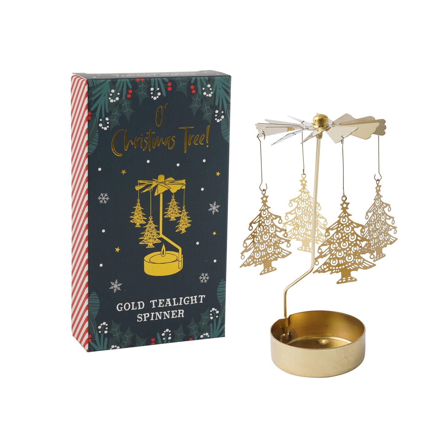 Gold Christmas Tree Tealight Spinner