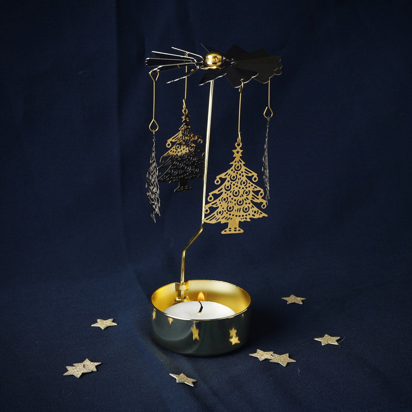 Gold Christmas Tree Tealight Spinner