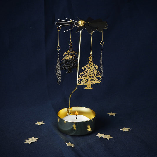 Gold Christmas Tree Tealight Spinner