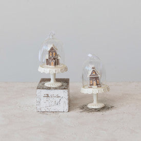 Cloche Gingerbread House Ornament