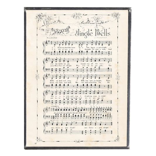 Jingle Bells Christmas Carol Vintage Style Framed Print