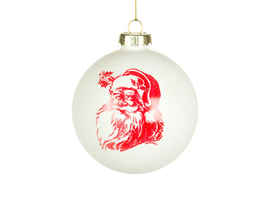 White Ball Ornament with  Santa