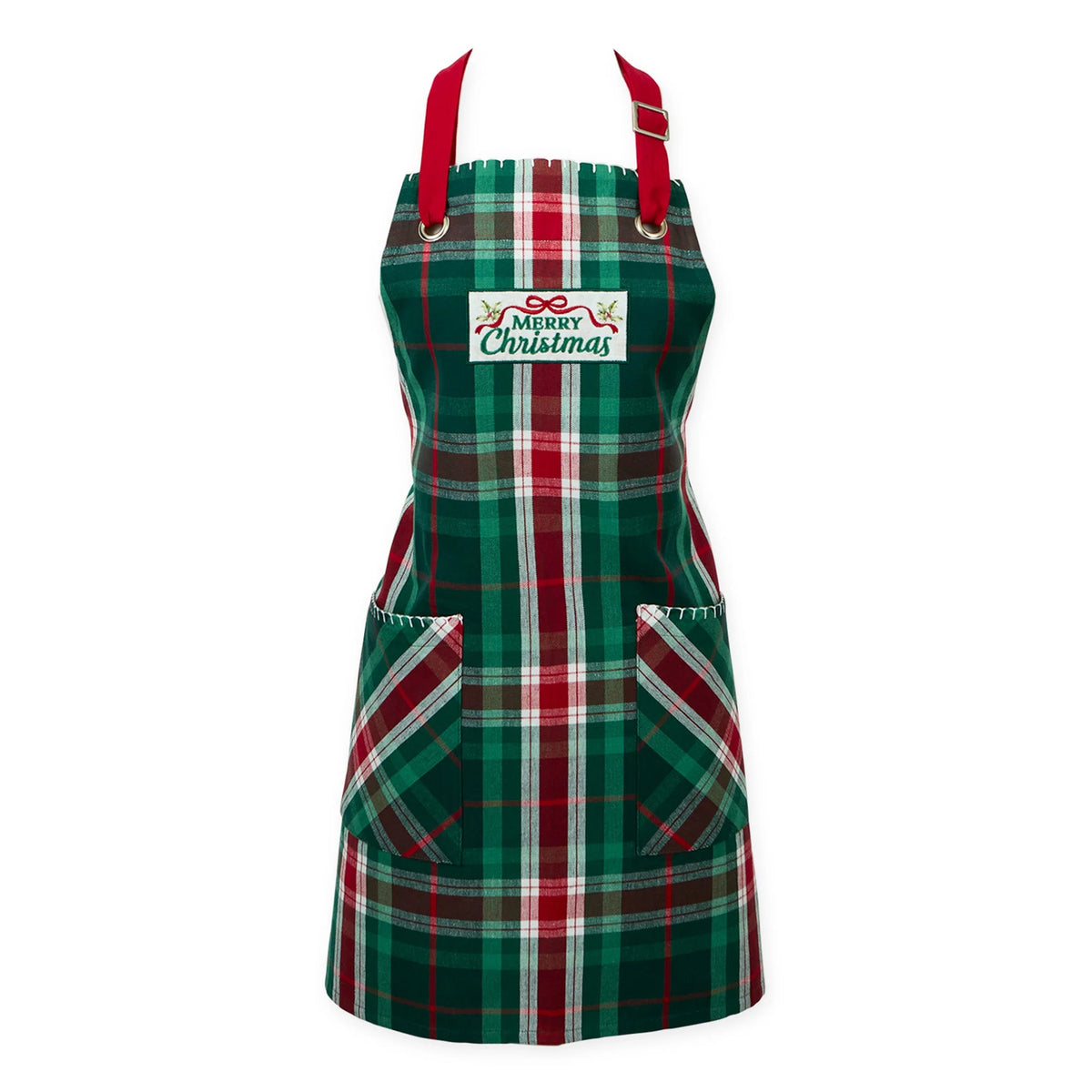 Merry Christmas Plaid Apron