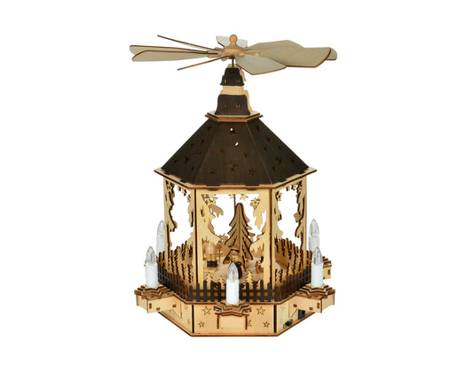 LED Candle Pyramid w/Blk Roof