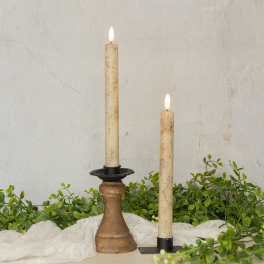 Set/2 9.5" 3D Flame Cream Taper Candle