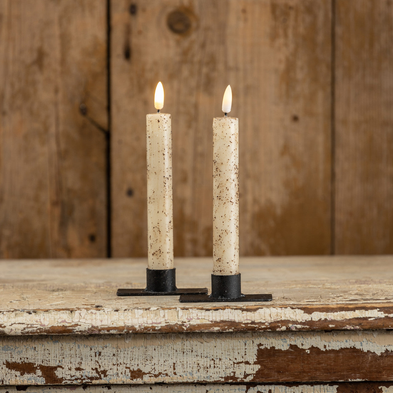 Set/2 7.25" 3D Flame Cream Taper Candle