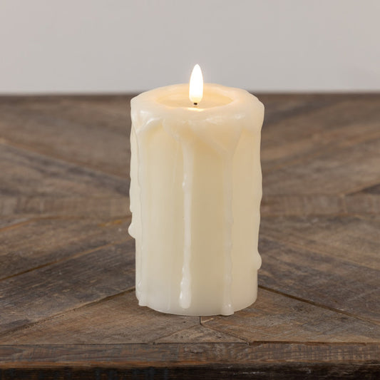 5" Cream 3D Flame Pillar Candle