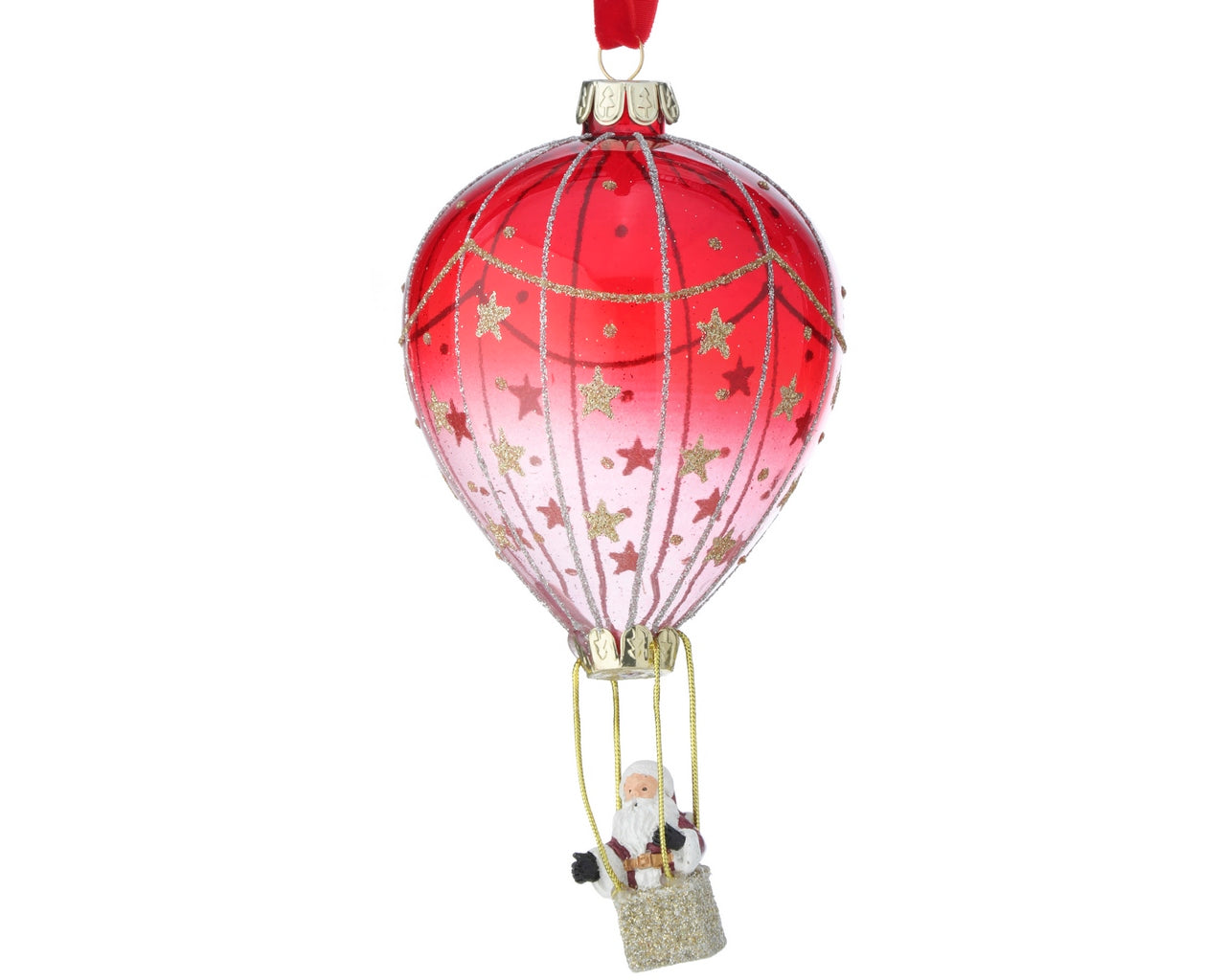 Glass Santa Hot Air Balloon Ornament