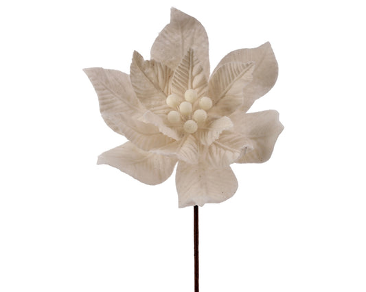 24" Felt Poinsettia Stem - Ivory