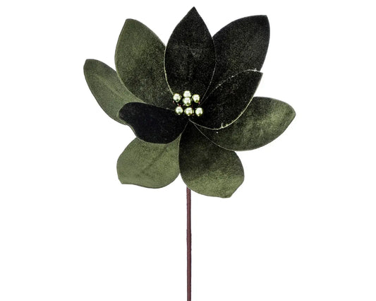 24" Deluxe Velvet Poinsettia Stem - Green