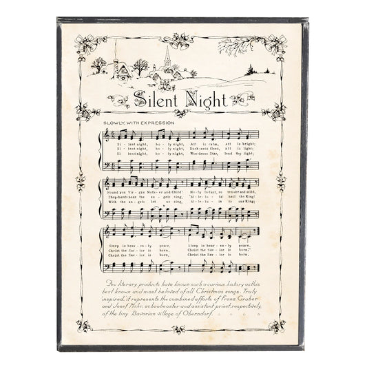 Silent Night Christmas Carol Vintage Style Framed Print