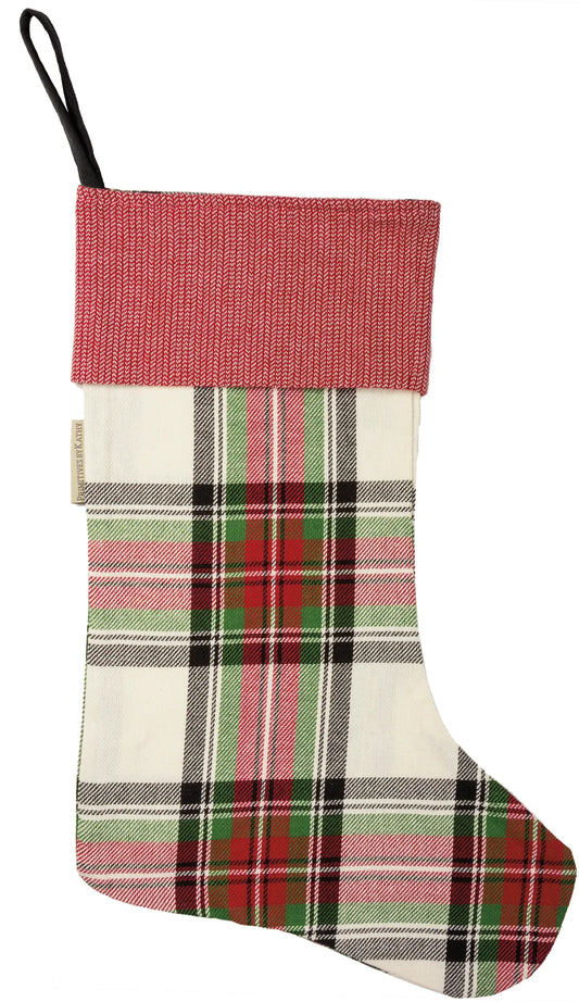 Cream Plaid Stocking