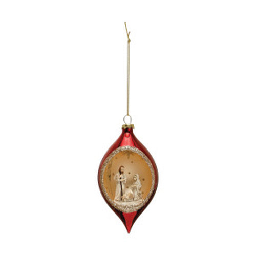 Hand Painted Glass Holy Family Finial Ornament